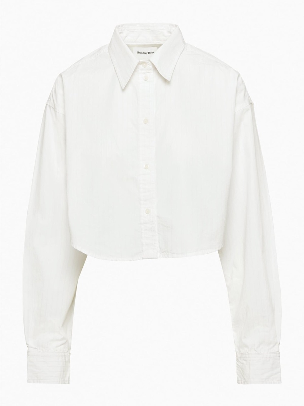 Aritzia Sunday Best White Cropped Poppy Poplin Button-Up Shirt Size Small